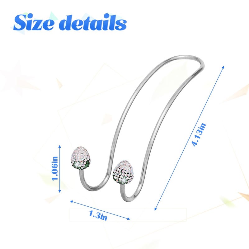 BESULEN Strawberry Car Decor Hooks 2 Pack Bling Diamond Seat Back Organizers Auto Headrest Storage Hangers Hooks for Purse Handbag Clothes Grocery Universal Car Accessories for Women AB - Image 4