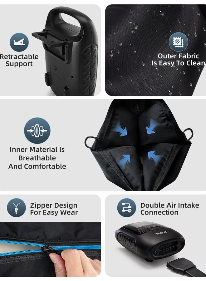 YINGGG Air Compression Leg Massager, Professional Recovery System for Improved Circulation and Fast Recovery, with 3 Intensities, 3 Massage Area Selectable(40-Medium) - Image 5