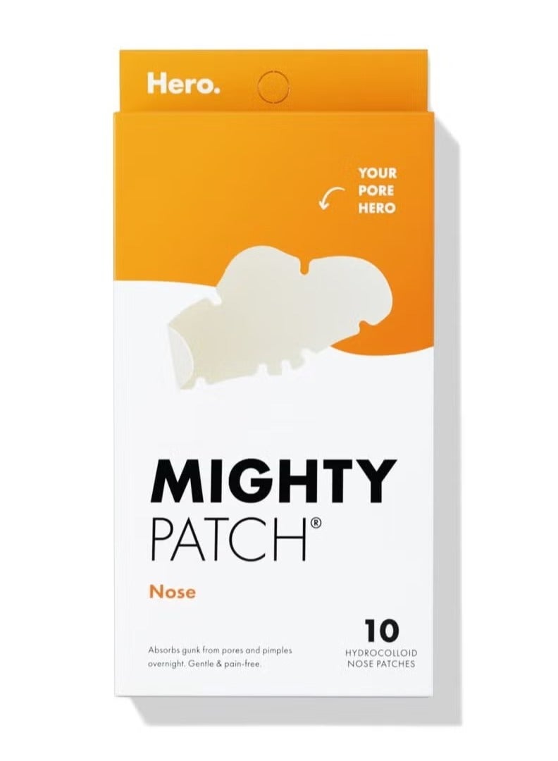 Mighty Patch Nose Patch from Hero Cosmetics - XL Hydrocolloid Pimples, Zits and Oil - Dermatologist-Approved Overnight Pore Strips to Absorb Acne Nose Gunk (10 Count) - Image 1