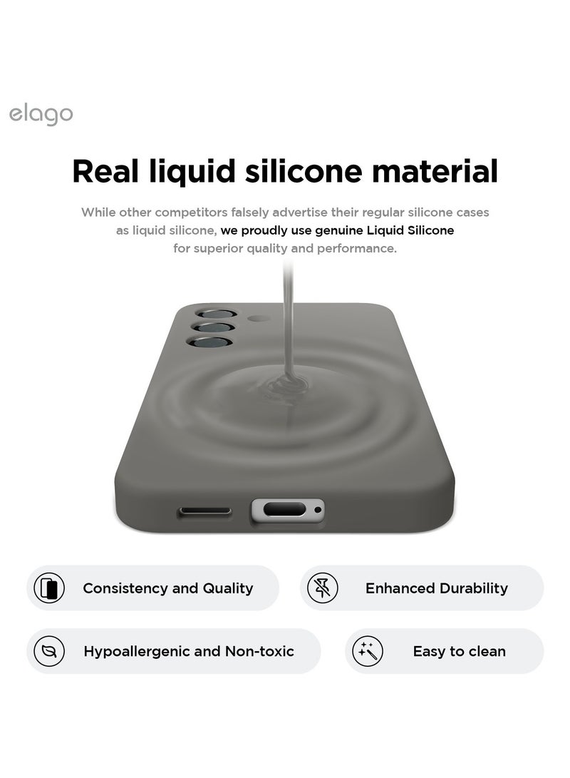 Elago غطاء حالة سائل سيليكون لجهاز سامسونج جالاكسي S25 بلس - حماية كاملة للجسم والشاشة والكاميرا، مضاد للصدمات، نحيف، مضاد للخدش، بطانة ميكروفايبر ناعمة - رمادي متوسط - Image 4