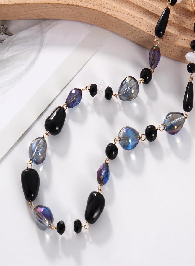 Bocar Long Beaded Necklace for Women Sweater Chain Necklace with Crystal Beads Fashion Jewelry Gift (NK-10707-royalblue) - Image 5