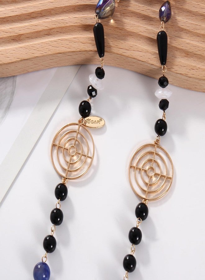 Bocar Long Beaded Necklace for Women Sweater Chain Necklace with Crystal Beads Fashion Jewelry Gift (NK-10707-royalblue) - Image 4