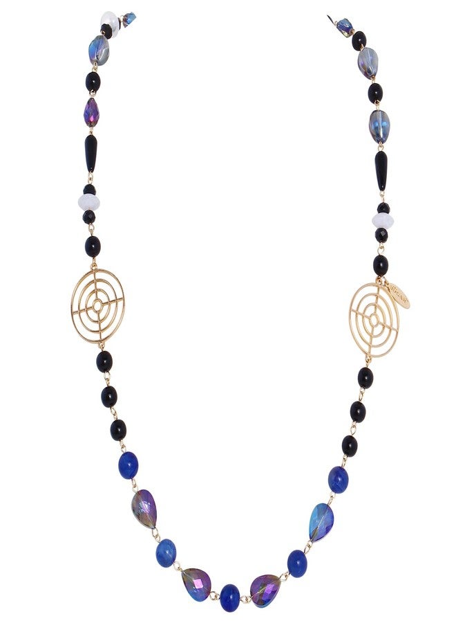 Bocar Long Beaded Necklace for Women Sweater Chain Necklace with Crystal Beads Fashion Jewelry Gift (NK-10707-royalblue) - Image 1