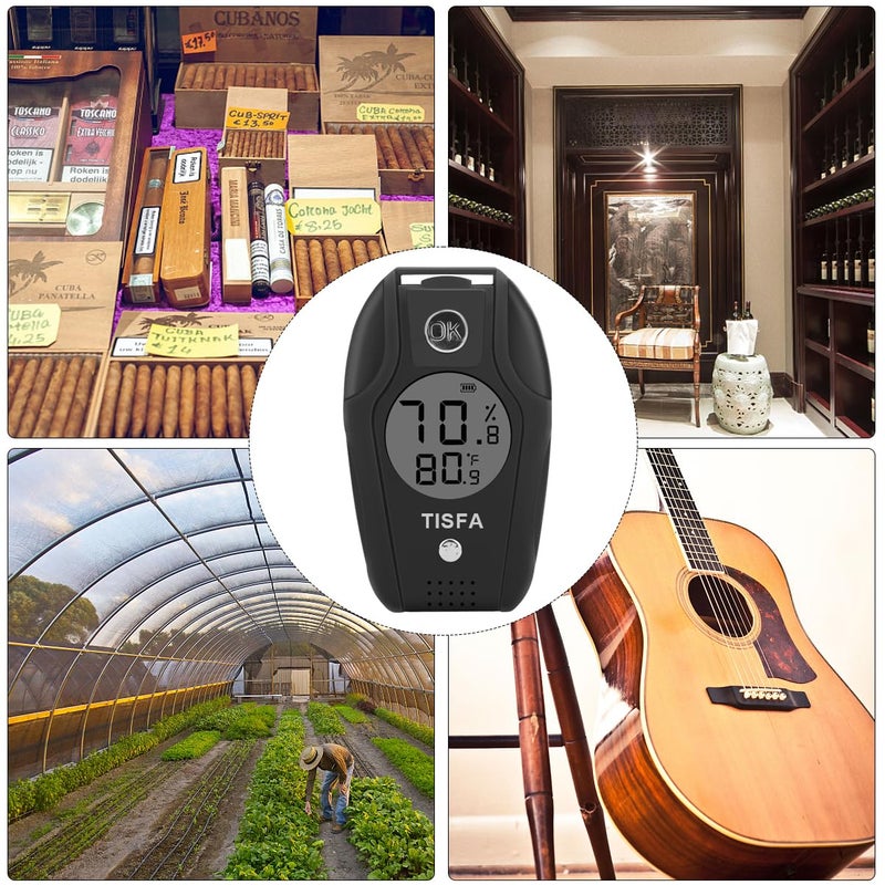 TISFA Digital Hygrometer and Thermometer, Temperature Humidity Gauge with Dual Sensors for Cigar Humidor, Plant, Greenhouse, Pet Reptile, Guitar - Image 4