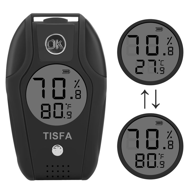 TISFA Digital Hygrometer and Thermometer, Temperature Humidity Gauge with Dual Sensors for Cigar Humidor, Plant, Greenhouse, Pet Reptile, Guitar - Image 2