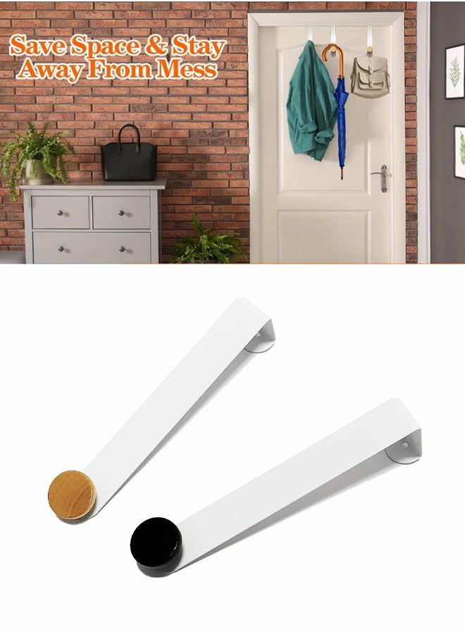 WooFree - 3 Pack Over Door Hooks Decorative Door Hangers for Clothes Bags Towels White and Brown - Image 1