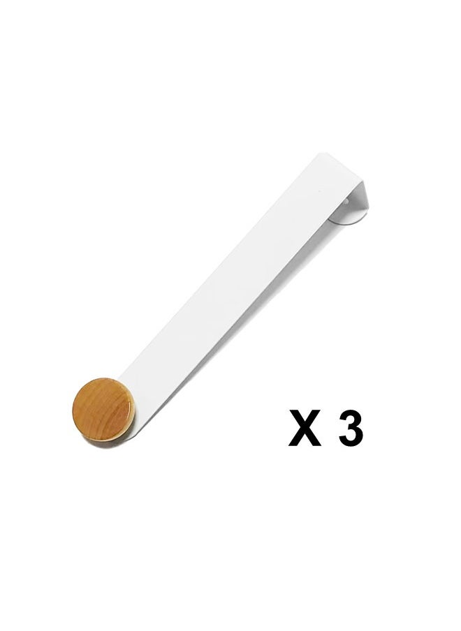 WooFree - 3 Pack Over Door Hooks Decorative Door Hangers for Clothes Bags Towels White and Brown - Image 1