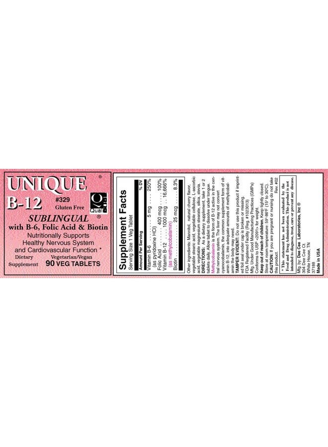 Dee Cee Laboratories Dee Cee Labs Unique B-12 Sublingual B Vitamins 90 vegi caps - Image 4