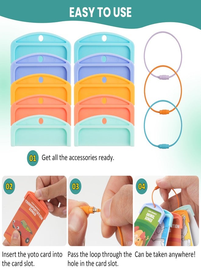 Viotiin Silicone Case & Card Holder Set for Yoto Mini, Protective Silicone Cover with Adjustable Shoulder Strap, 10 Pcs Card Storage Holders with Steel Loops, Portable Travel Accessories for Yoto Player - Image 5