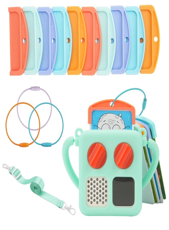 Viotiin Silicone Case & Card Holder Set for Yoto Mini, Protective Silicone Cover with Adjustable Shoulder Strap, 10 Pcs Card Storage Holders with Steel Loops, Portable Travel Accessories for Yoto Player - Image 1