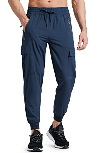 Libin Men's Lightweight Joggers Quick Dry Cargo Hiking Pants Track Running Workout Athletic Travel Golf Casual Outdoor, Navy S - Image 1