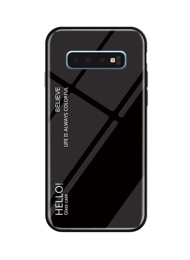 NIBEMINENT Shiny Tempered Glass Phone Back Case Cover For Samsung Galaxy S10 Black - Image 1