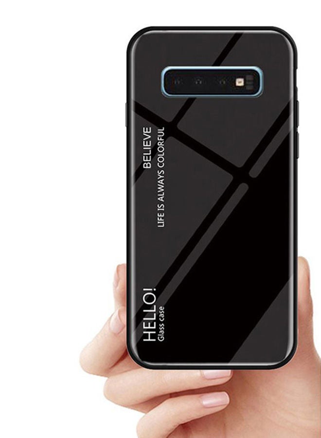 NIBEMINENT Shiny Tempered Glass Phone Back Case Cover For Samsung Galaxy S10 Black - Image 2