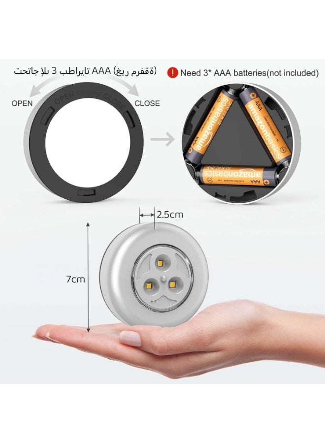 Mini Puck Light 6 Pack, Wireless Under Cabinet Lights Battery Operated LED Puck Light, White Pressure Activated Lights for Closet Counter Kitchen RV Indoor - Image 4
