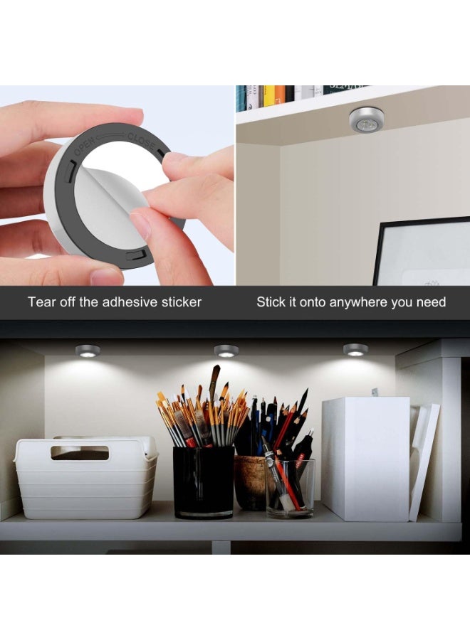 Mini Puck Light 6 Pack, Wireless Under Cabinet Lights Battery Operated LED Puck Light, White Pressure Activated Lights for Closet Counter Kitchen RV Indoor - Image 5
