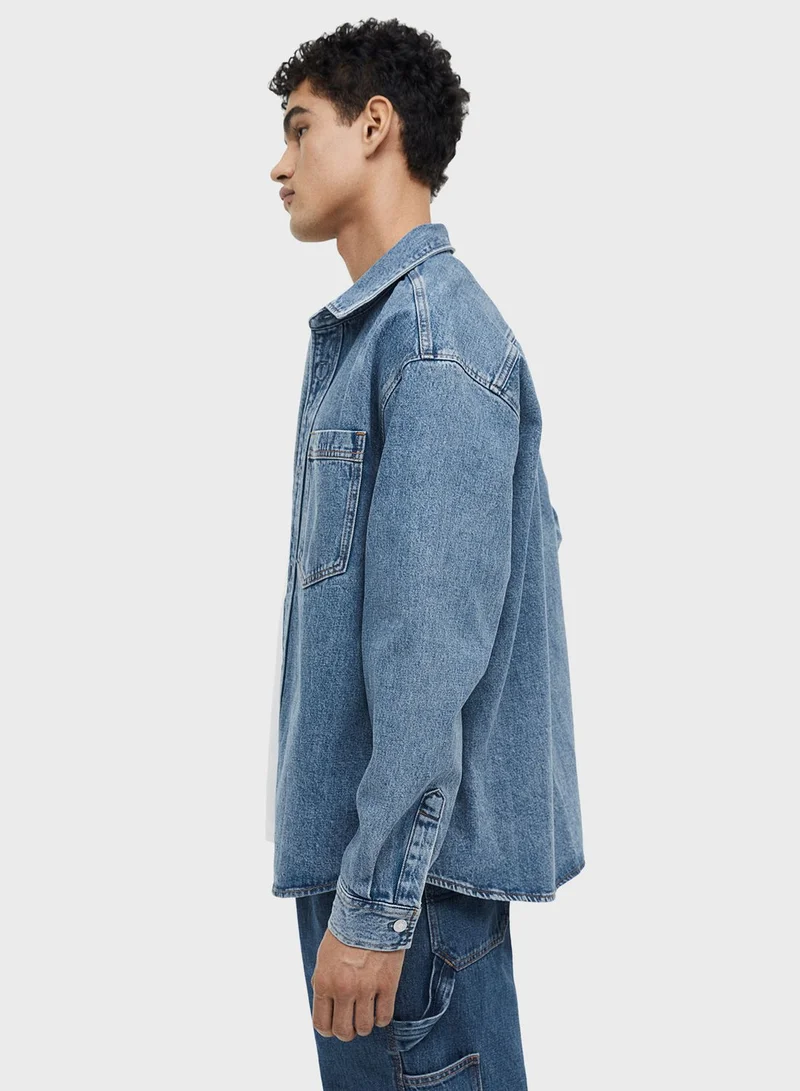 اتش اند ام Pocket Detail Regular Fit Denim Shirt
