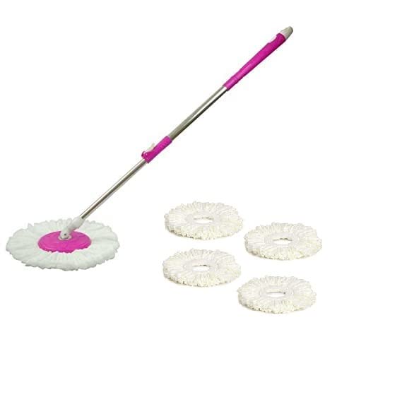 TWONE Spin Mop Expandable Stainless Steel Stick Rod with 5 Refill (Assorted Colour) - Image 1