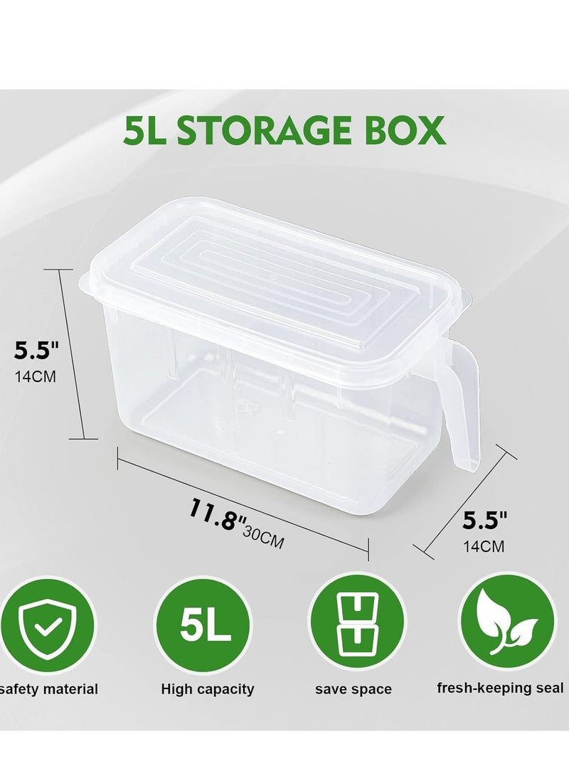 Raxoom 3pcs Refrigerator Organizer, Stackable Plastic Kitchen Food Storage Containers with Lids and Handle for Fruits and Vegetables, Freezer Safe Food Storage Boxes, Transparent - Image 2
