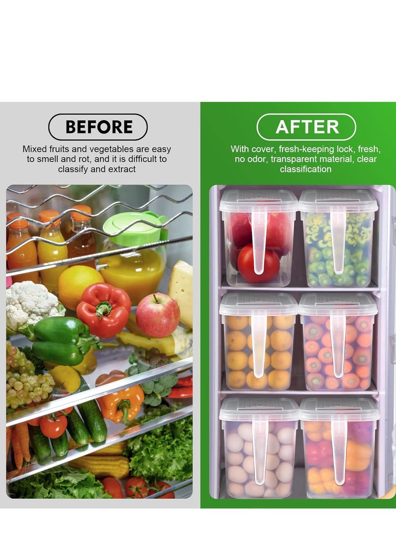 Raxoom 3pcs Refrigerator Organizer, Stackable Plastic Kitchen Food Storage Containers with Lids and Handle for Fruits and Vegetables, Freezer Safe Food Storage Boxes, Transparent - Image 3