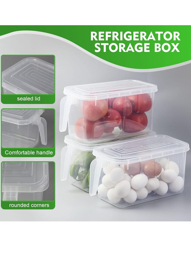 Raxoom 3pcs Refrigerator Organizer, Stackable Plastic Kitchen Food Storage Containers with Lids and Handle for Fruits and Vegetables, Freezer Safe Food Storage Boxes, Transparent - Image 4