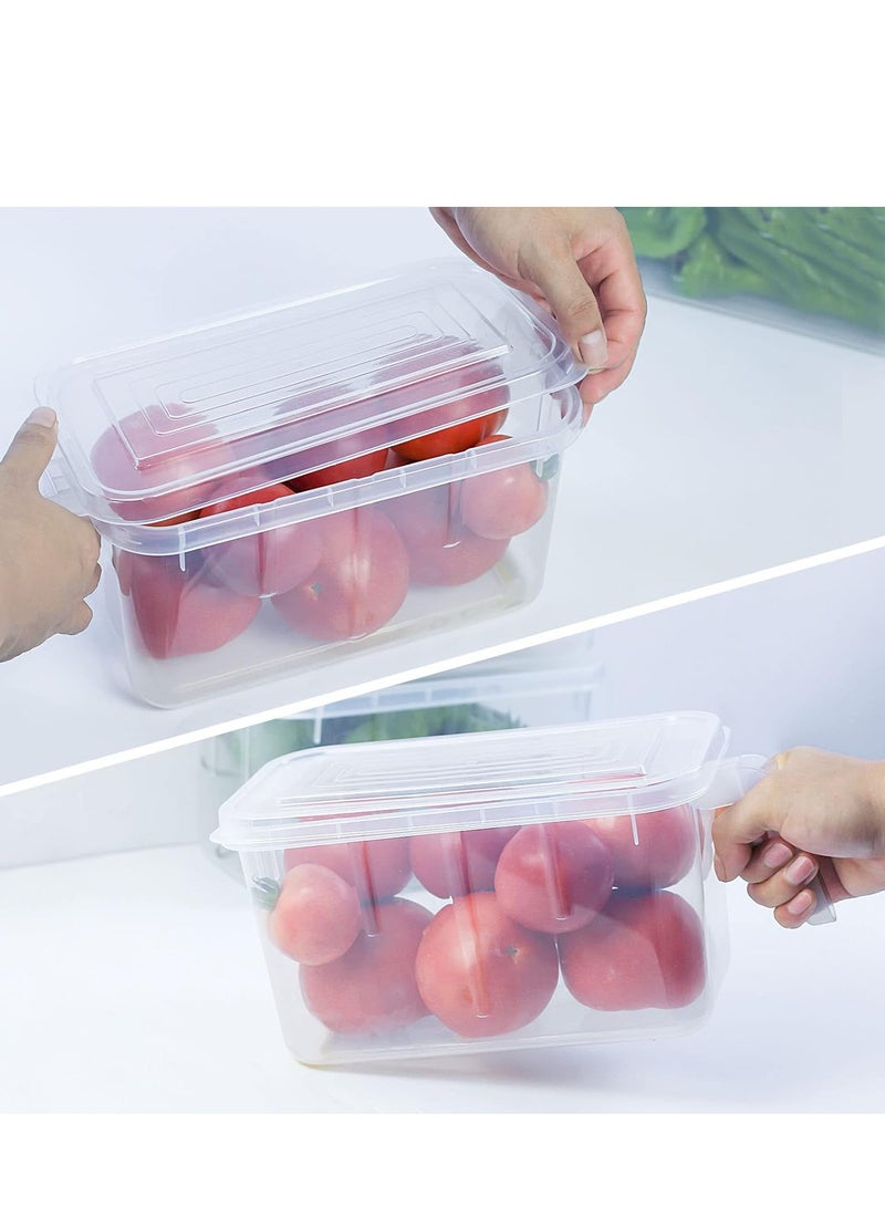Raxoom 3pcs Refrigerator Organizer, Stackable Plastic Kitchen Food Storage Containers with Lids and Handle for Fruits and Vegetables, Freezer Safe Food Storage Boxes, Transparent - Image 5