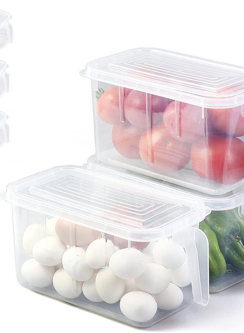 Raxoom 3pcs Refrigerator Organizer, Stackable Plastic Kitchen Food Storage Containers with Lids and Handle for Fruits and Vegetables, Freezer Safe Food Storage Boxes, Transparent - Image 1