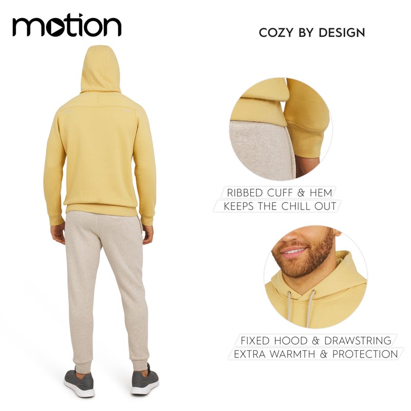 Motion Men's Regular Fit Active Performance Heavyweight Fleece Hooded Sweatshirt, Curry, Large - Image 4