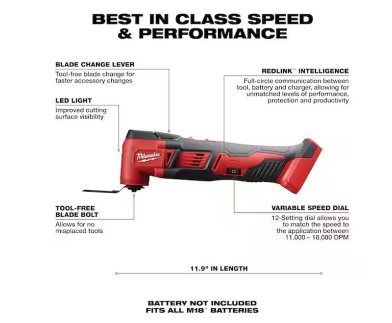 Milwaukee 2626-20 18V Cordless Oscillating Multi-Tool (Tool Only)