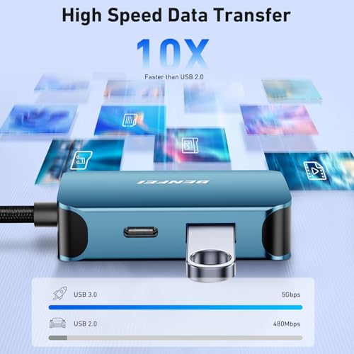 Benfei محور USB C من BENFEI 4 في 1، محول USB Type-C إلى HDMI VGA، محول USB C إلى USB، توصيل طاقة USB Type-C، متوافق مع iPhone 15 Pro/Max، MacBook Pro/Air 2023، iPad Pro، iMac، S23، XPS 17 - Image 4