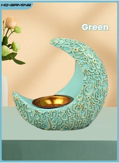 Incense Burner Moon Shaped Incense Burner Resin Incense Holder Waterfall Incense Burner Home Decorations, House Ornaments Desk Accessories (Green)