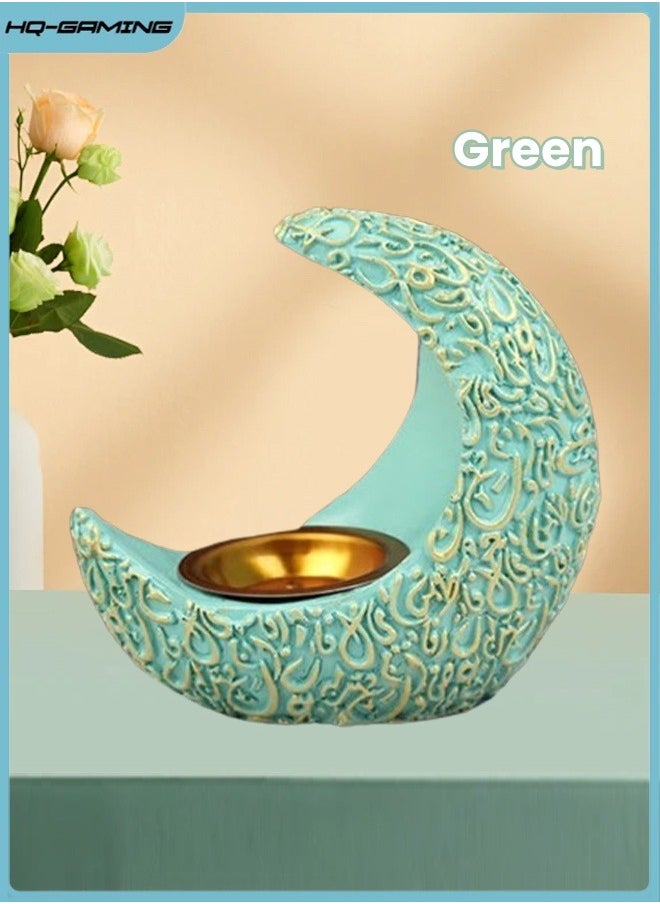 HQ-GAMING - Incense Burner Moon Shaped Incense Burner Resin Incense Holder Waterfall Incense Burner Home Decorations, House Ornaments Desk Accessories (Green) - Image 1