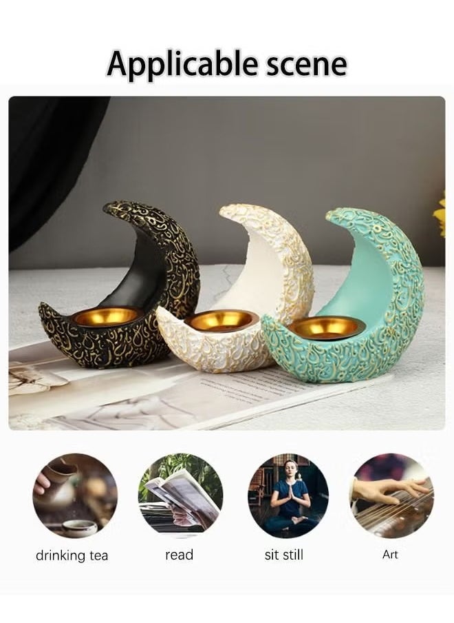 HQ-GAMING - Incense Burner Moon Shaped Incense Burner Resin Incense Holder Waterfall Incense Burner Home Decorations, House Ornaments Desk Accessories (Green) - Image 1