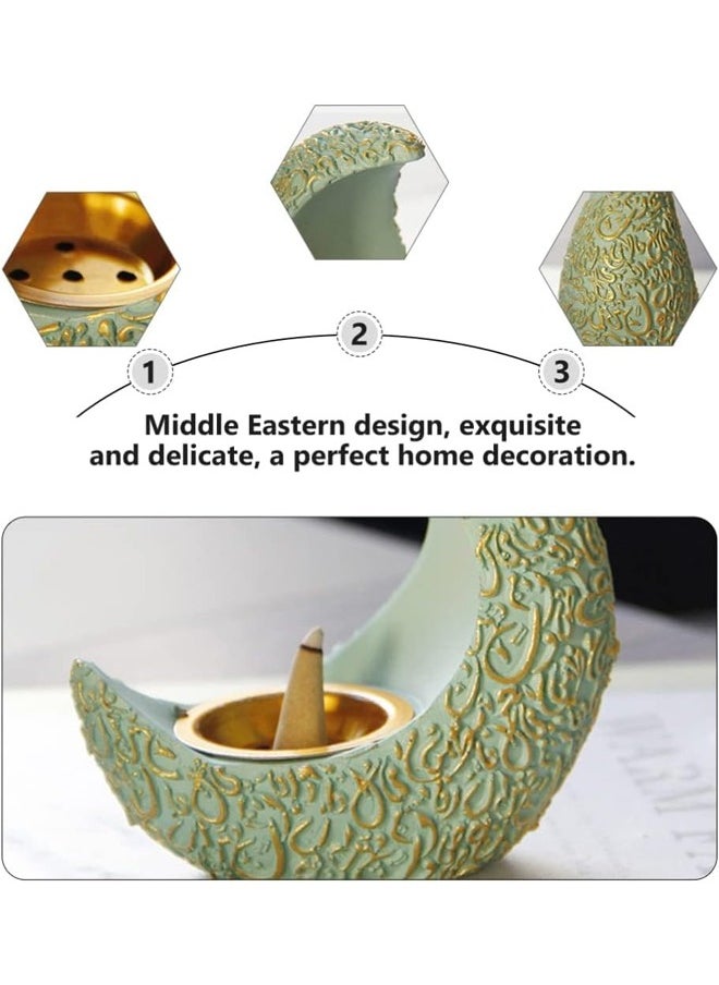 HQ-GAMING - Incense Burner Moon Shaped Incense Burner Resin Incense Holder Waterfall Incense Burner Home Decorations, House Ornaments Desk Accessories (Green) - Image 1