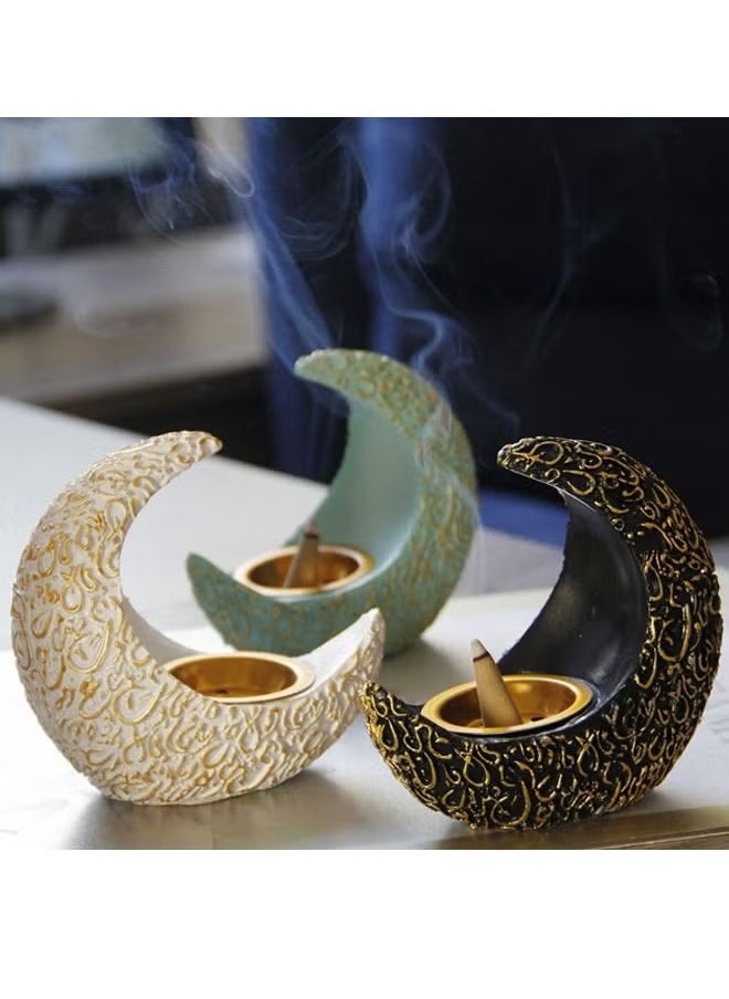 HQ-GAMING - Incense Burner Moon Shaped Incense Burner Resin Incense Holder Waterfall Incense Burner Home Decorations, House Ornaments Desk Accessories (Green) - Image 1
