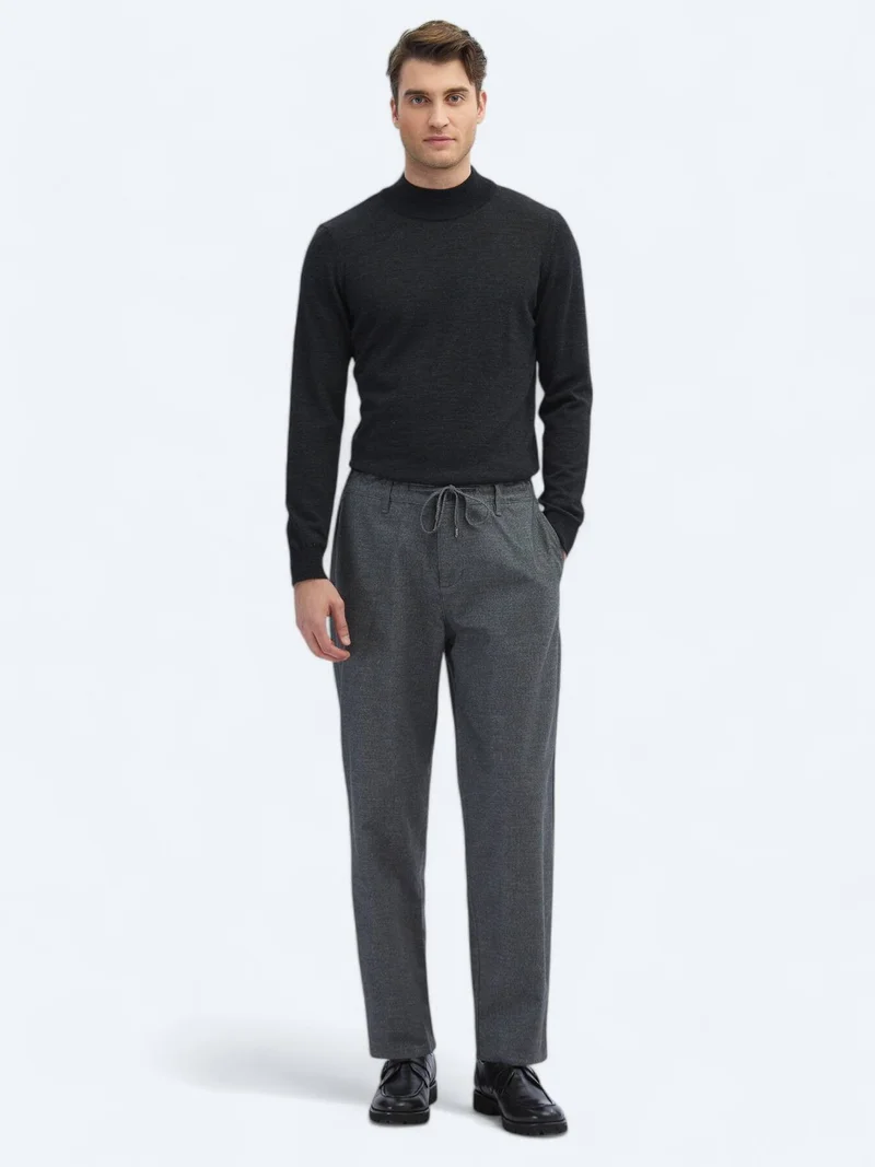 Kip Grey Weaving Jogging Fit Casual Cotton Blended Trousers