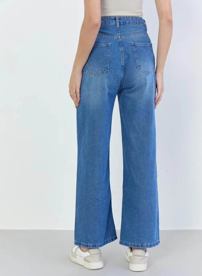 Styli Styli Women High Rise Faded Wide Leg Jeans