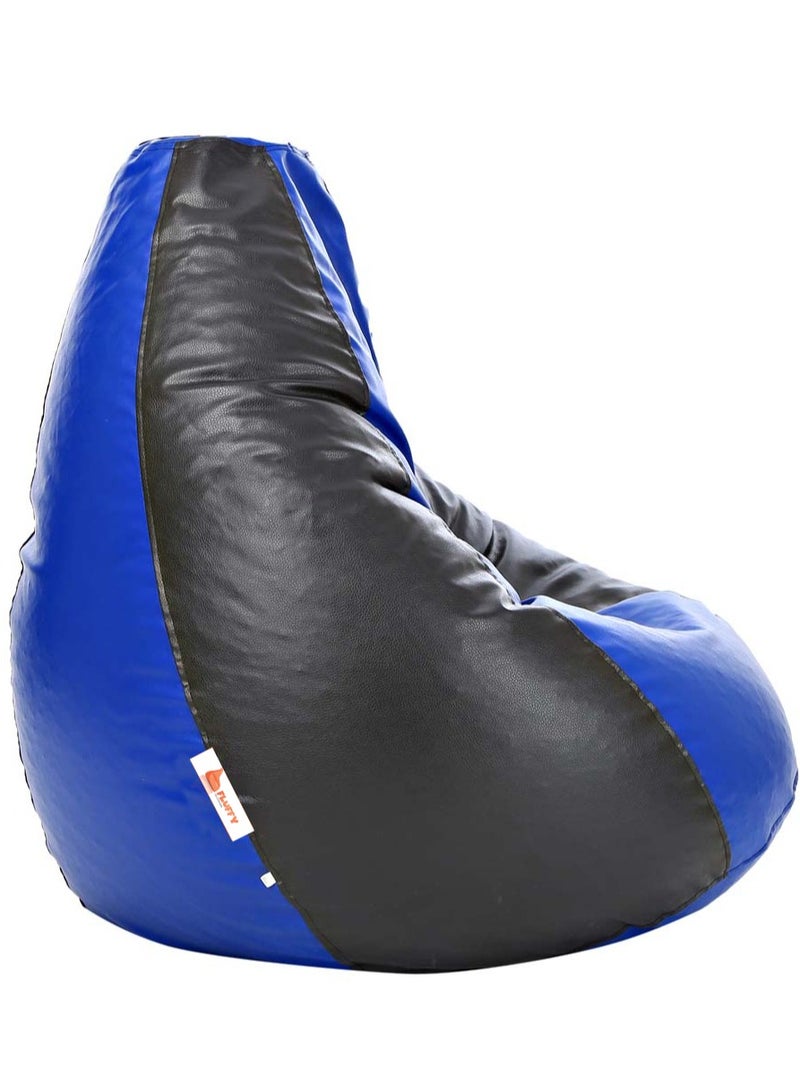 Fluffy Premium Leather Fabric Classic Blue & Black Bean Bag XXXL - Image 3