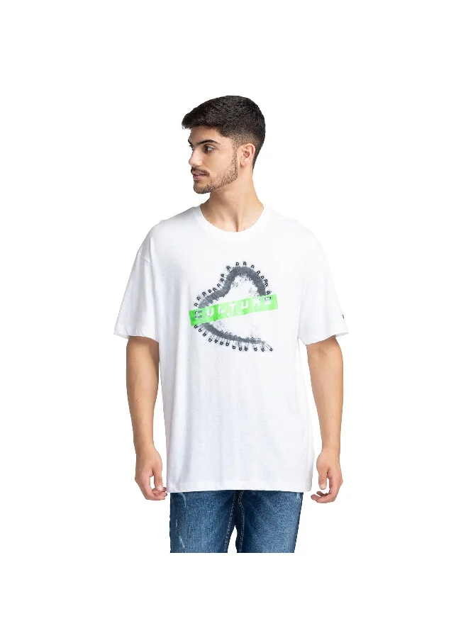 بيينغ هيومان Mens White Round Neck Short Sleeve T-Shirt