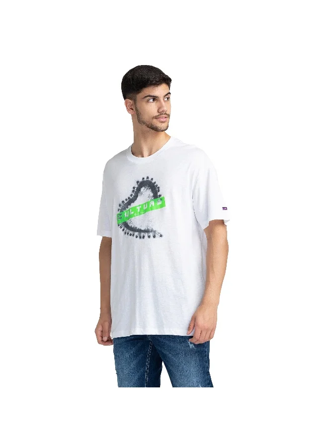 بيينغ هيومان Mens White Round Neck Short Sleeve T-Shirt