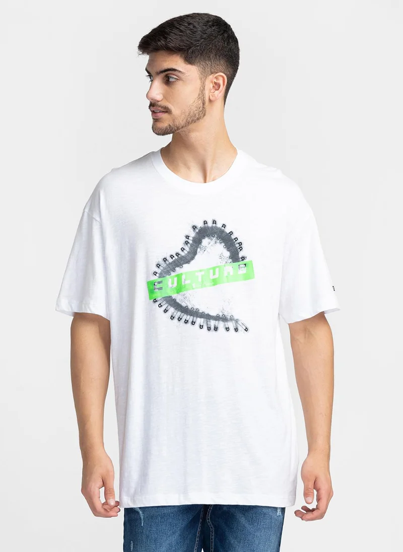 بيينغ هيومان Typography Printed Round Neck T-shirt