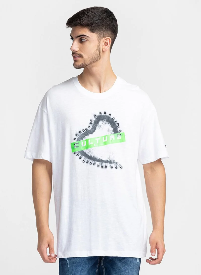 بيينغ هيومان Typography Printed Round Neck T-shirt