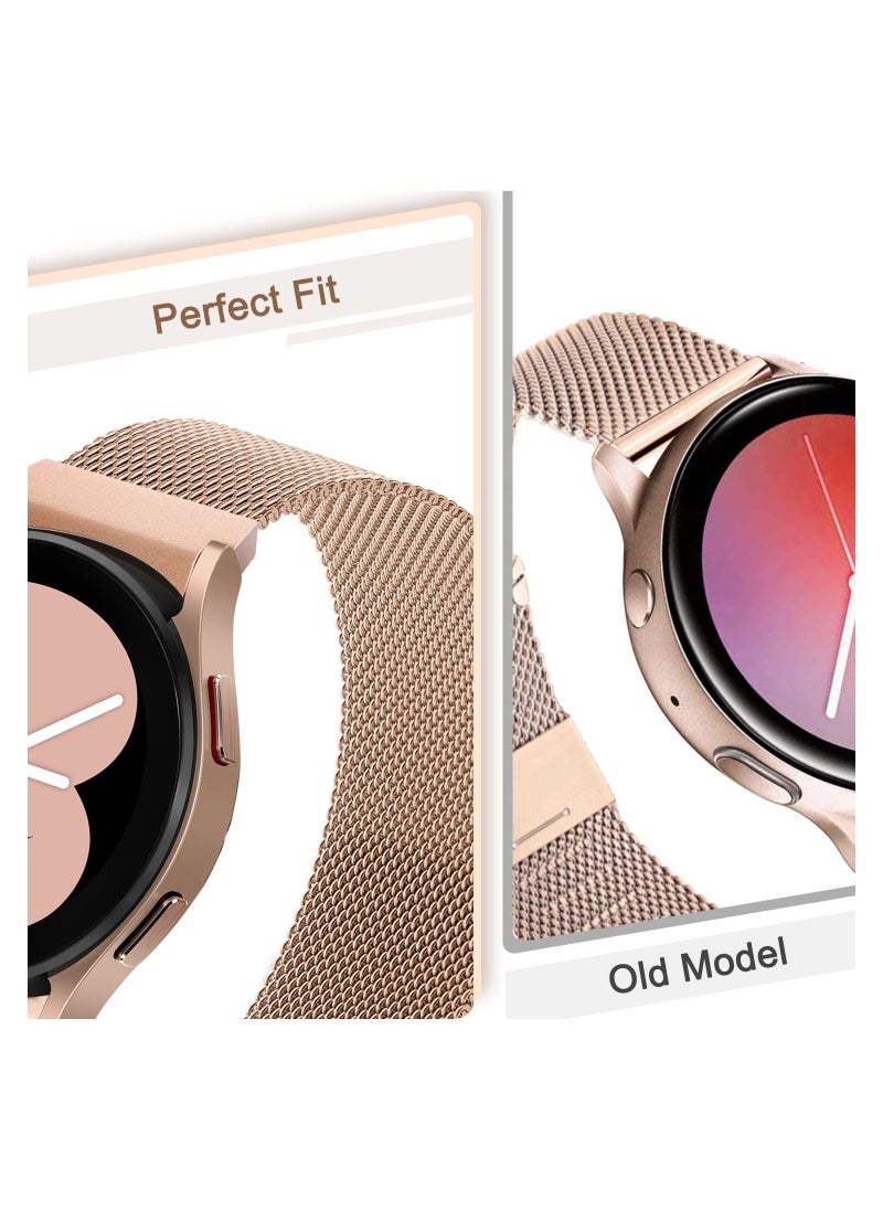 Y&D - 2 Packs No Gap Metal Bands Compatible with Samsung Galaxy Watch 4 Band 40mm 44mm/ for Classic 42mm 44mm, Milanese Loop Stainless Steel Magnetic Strap Men Women, RGold/RPink - Image 1
