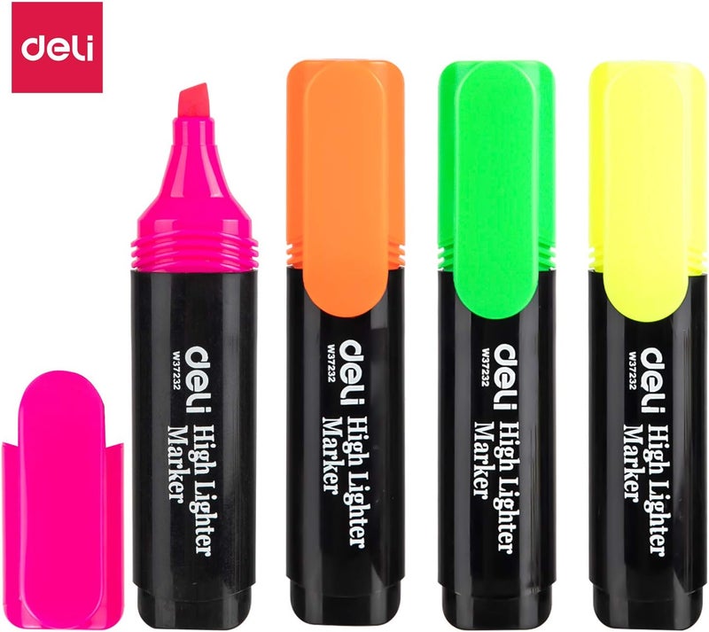 Deli 4Pcs Highlighter Set 4 Colors E37232 - Image 2
