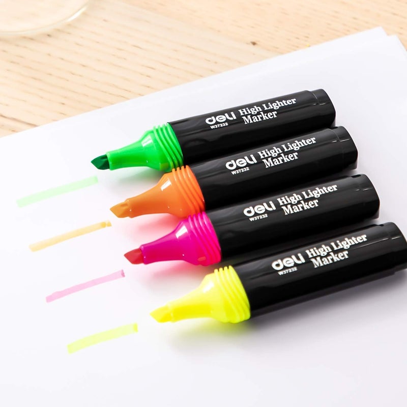 Deli 4Pcs Highlighter Set 4 Colors E37232 - Image 5