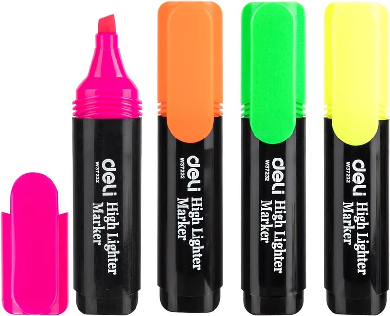 Deli 4Pcs Highlighter Set 4 Colors E37232 - Image 1