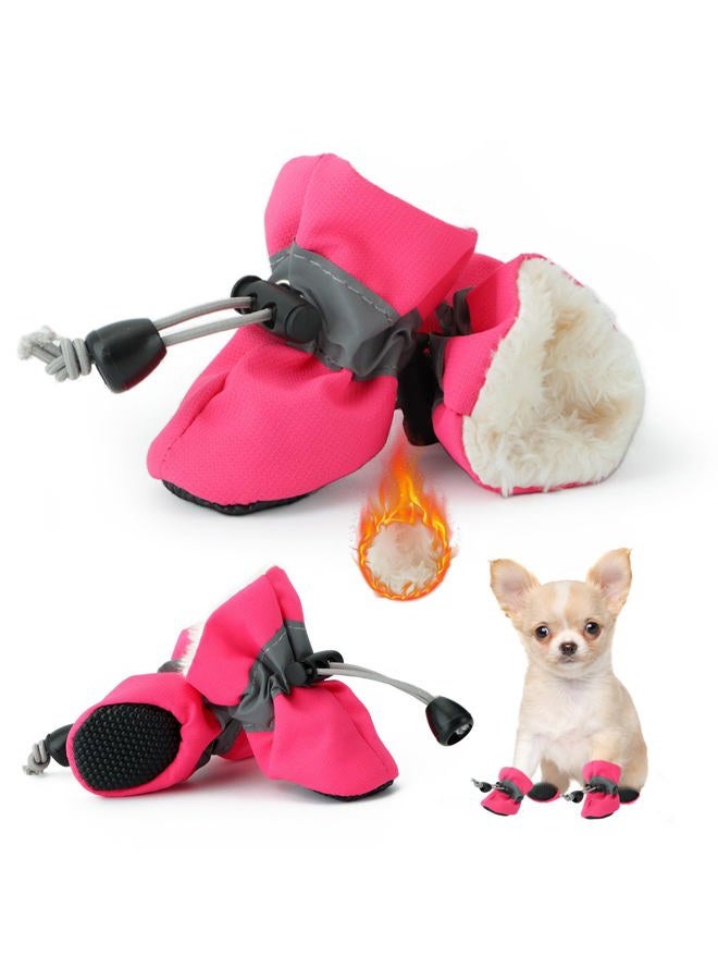 Fecialy Dog Shoes for Winter Dogs Boots & Paw Protector Warm Snow Booties Small Medium Dogs Puppies with Reflective Strip Anti-Slip Rubber Sole, Pack of 4, Size3 - Image 1