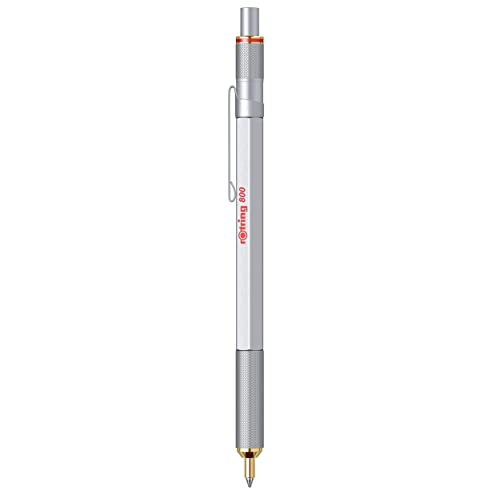 Rotring 800 Retractable Ballpoint Pen Medium Point Silver - Image 1