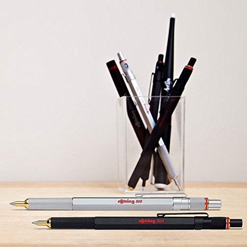 Rotring 800 Retractable Ballpoint Pen Medium Point Silver - Image 3