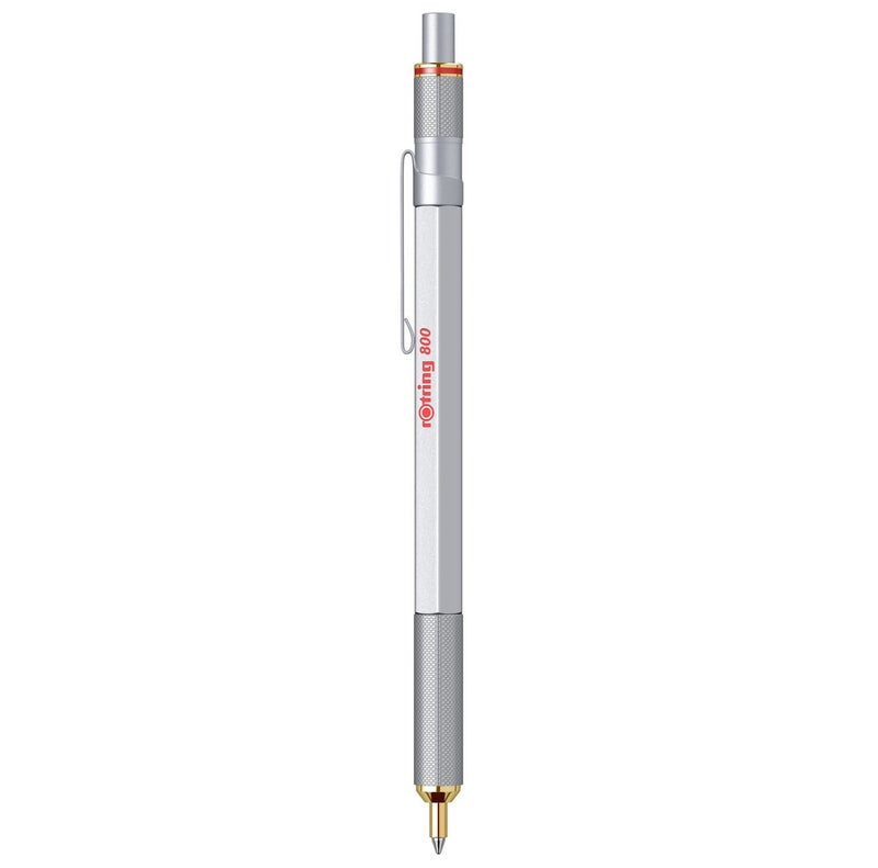 Rotring 800 Retractable Ballpoint Pen Medium Point Silver - Image 2