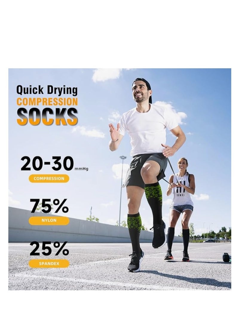 OASIS-TH - 6 Pairs Compression Socks For Women  Men Circulation Compression Socks 20-30 mmhg Best For Running Travel Reduce Calf Pain Faster Recovery Size L/XL - Image 1